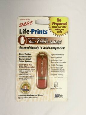 Vintage D.A.R.E. Life-Prints Child Safety Flash Drive 1GB - NIP Sealed New